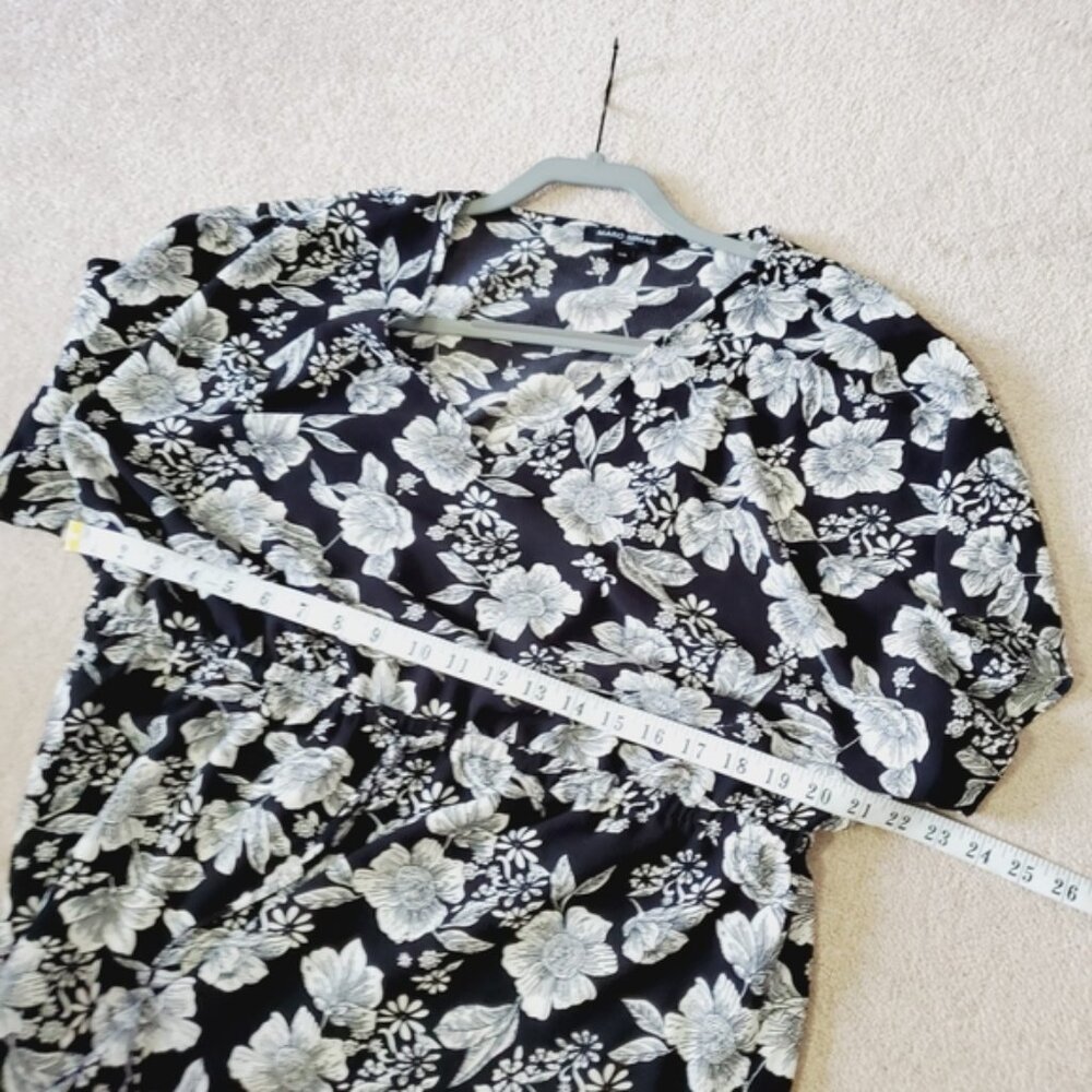 Mario Serrani Italy Floral Boho Tie Waist V Neck Beach Dress L - Picture 5 of 8